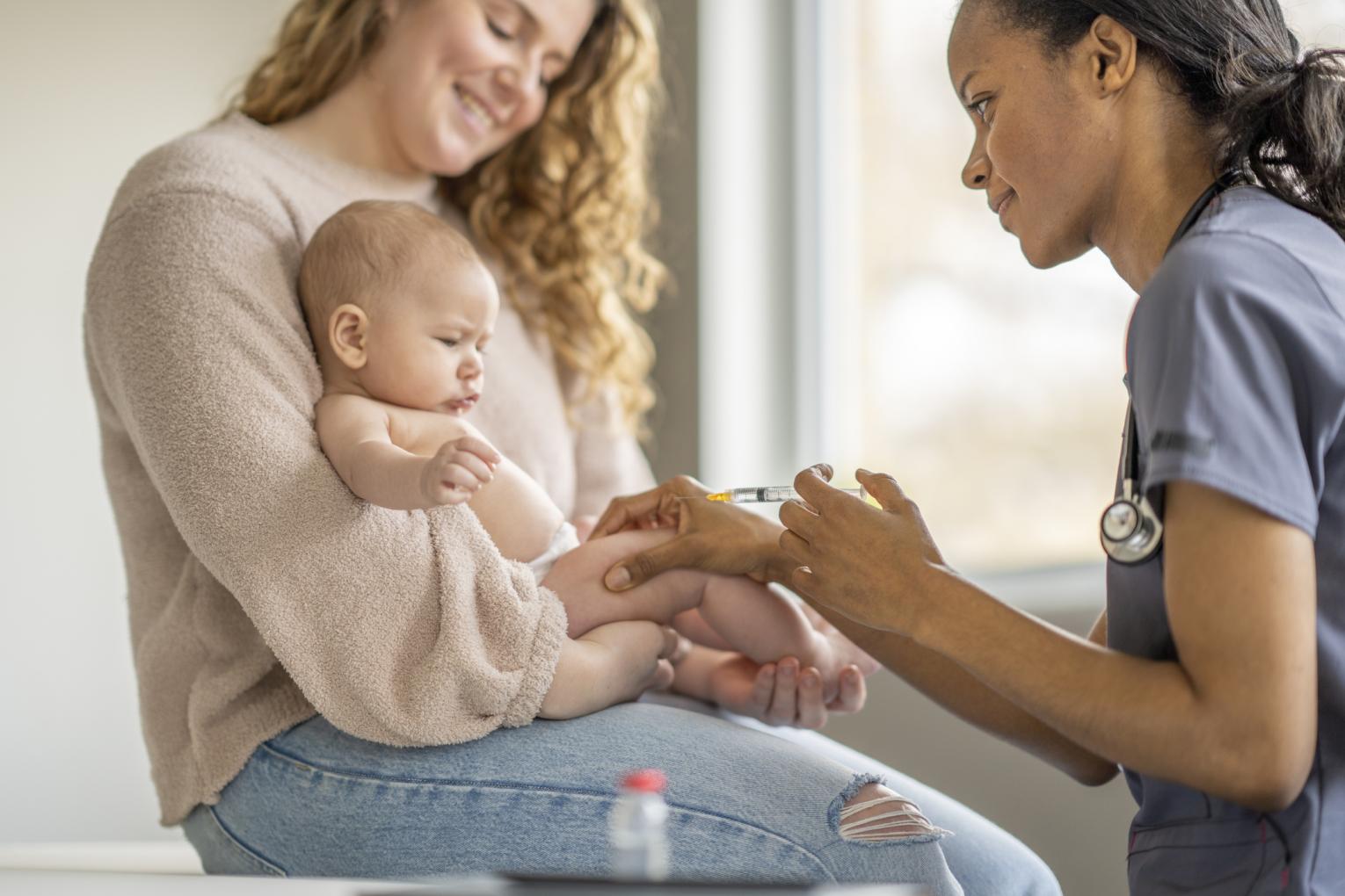 Baby that is about to receive the first infant vaccine